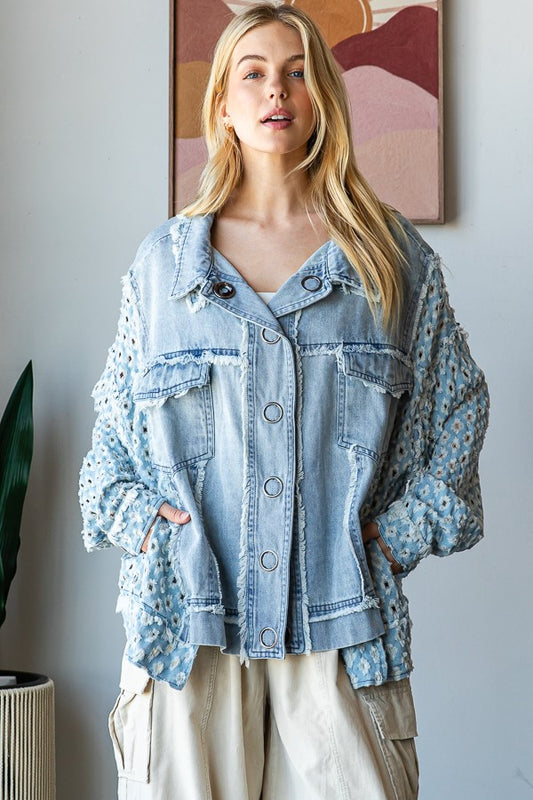 Oli & Hali Contrast Sleeve Denim Jacket
