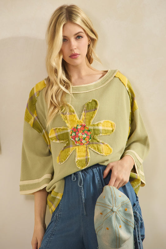 Waffle Knit Floral Top