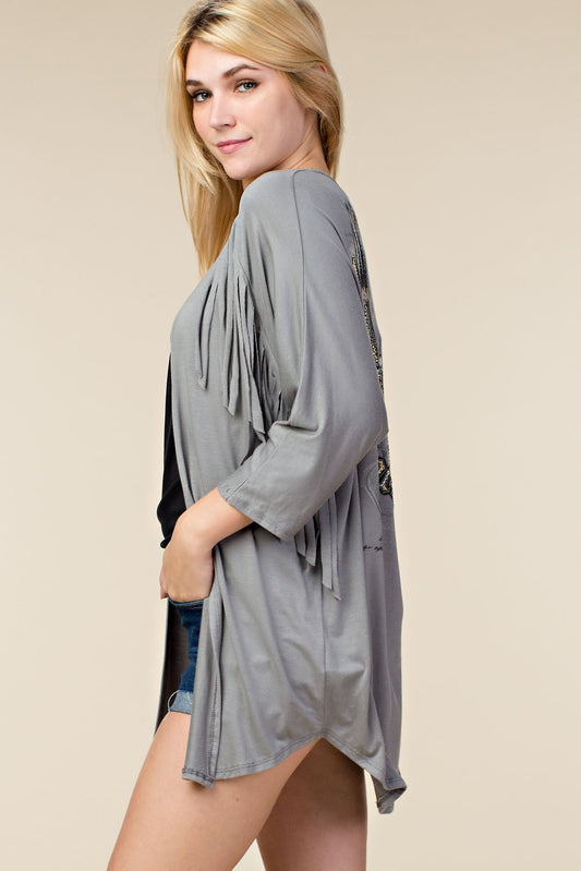 Embellished Cardigan - Gray