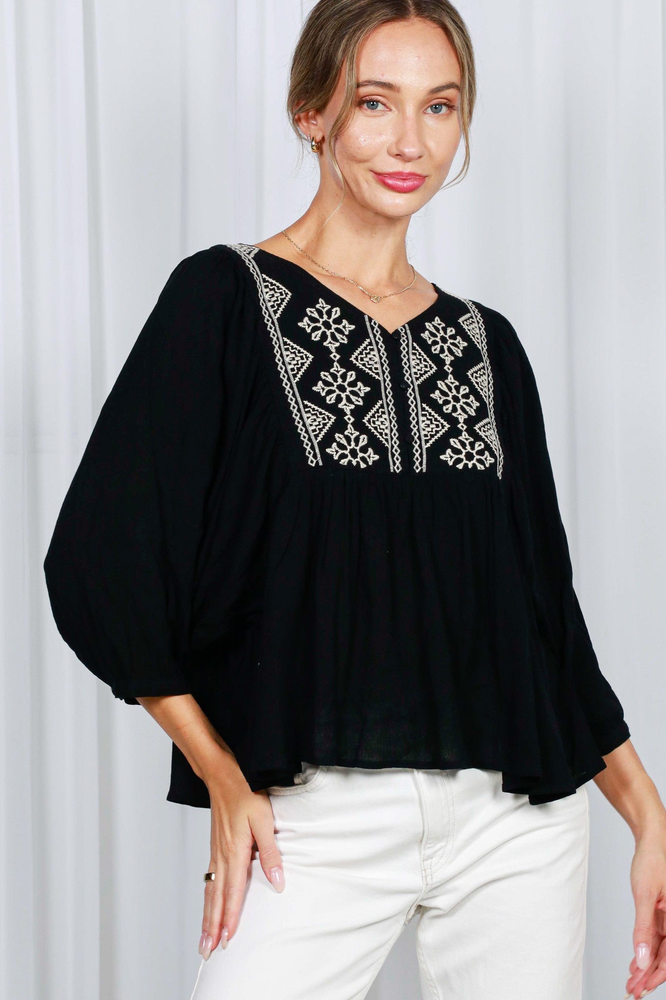 Boho Embroidered Top