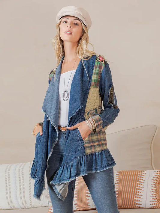 Young Threads Denim Patchwork Kimono