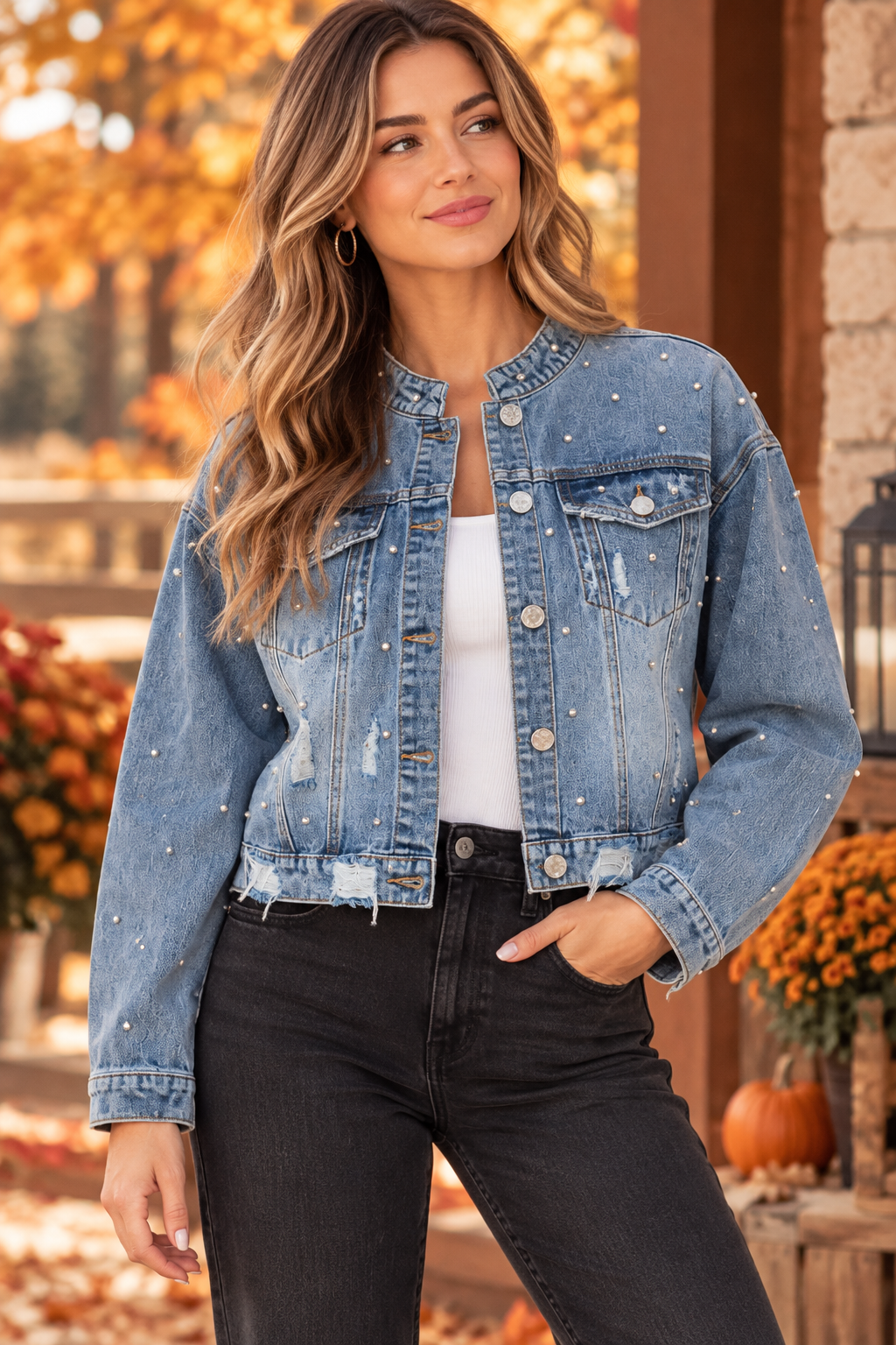Bling& Denim Distressed Jacket