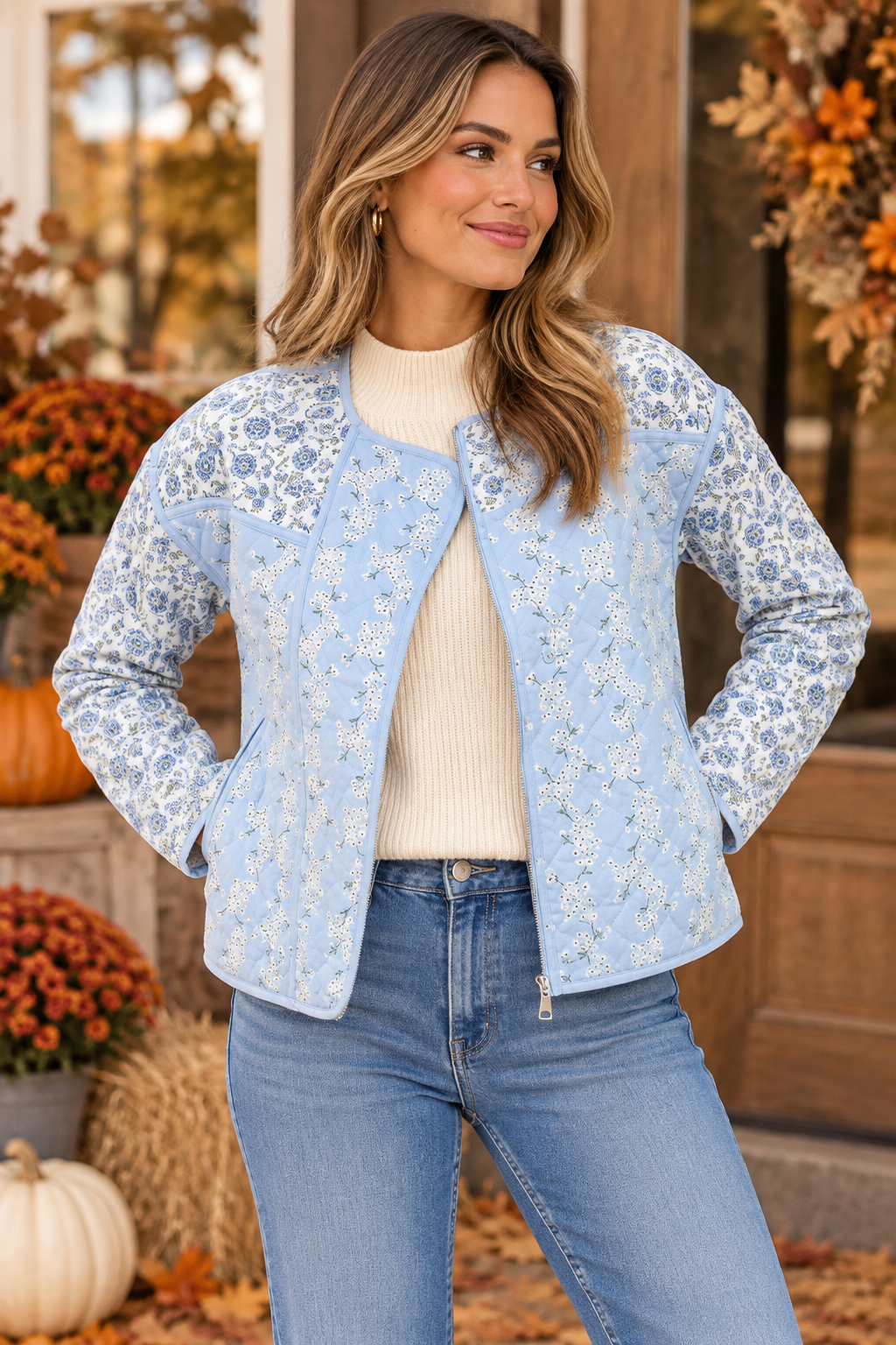 Blue Meadow Quilted Jacket