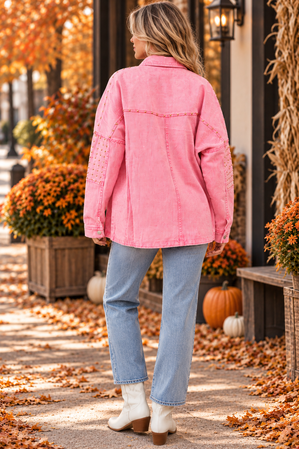 Pink Rebel Studded Denim Jacket
