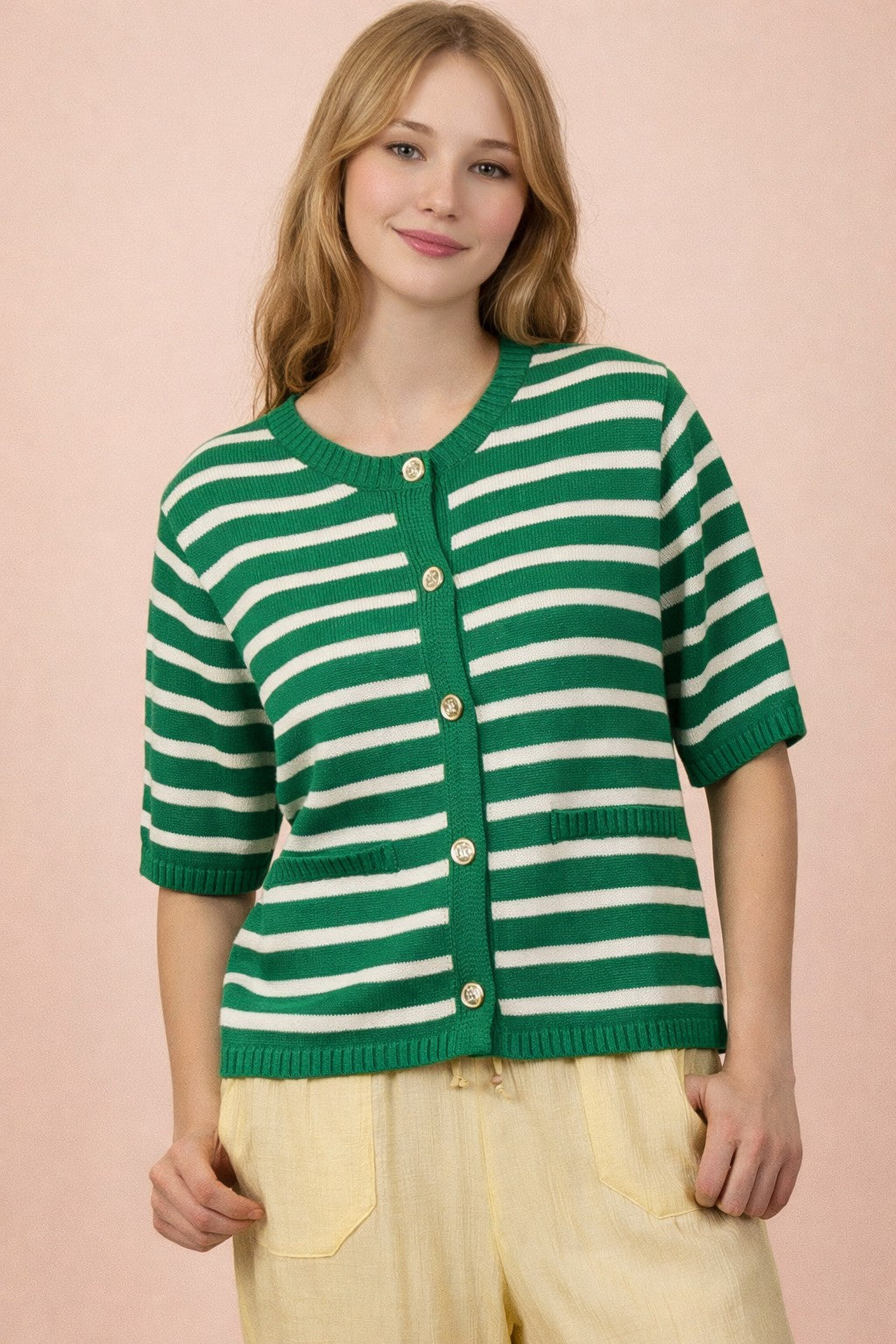 Shoreline Stripe Sweater Green