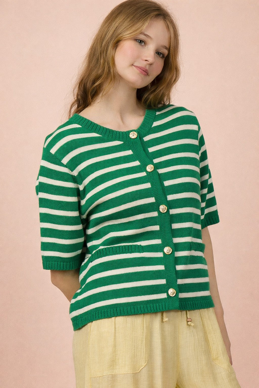 Shoreline Stripe Sweater Green