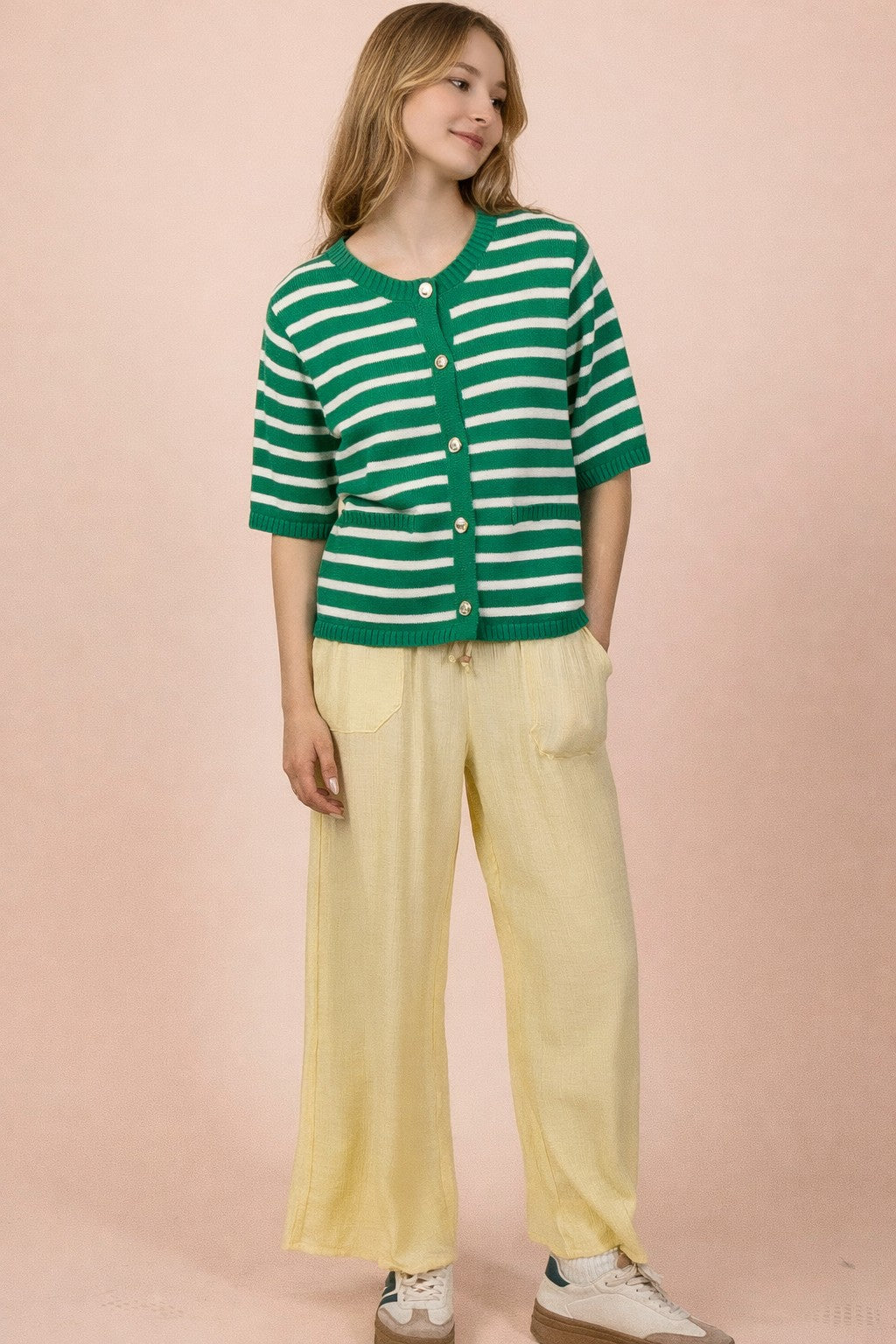 Shoreline Stripe Sweater Green