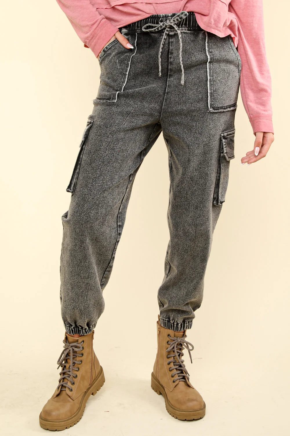 Downton Drift Denim Joggers Charcoal