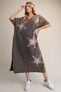 Easel Desert Star Midi Dress - Ash