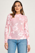 Soft Petals Mesh Layer Top - Pink
