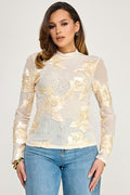 Soft Petals Mesh Layer Top - Taupe