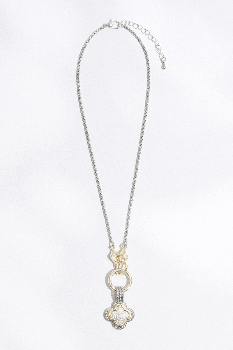 Two-Tone Clover Charm Necklace
