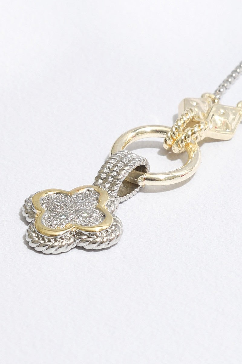 Two-Tone Clover Charm Necklace