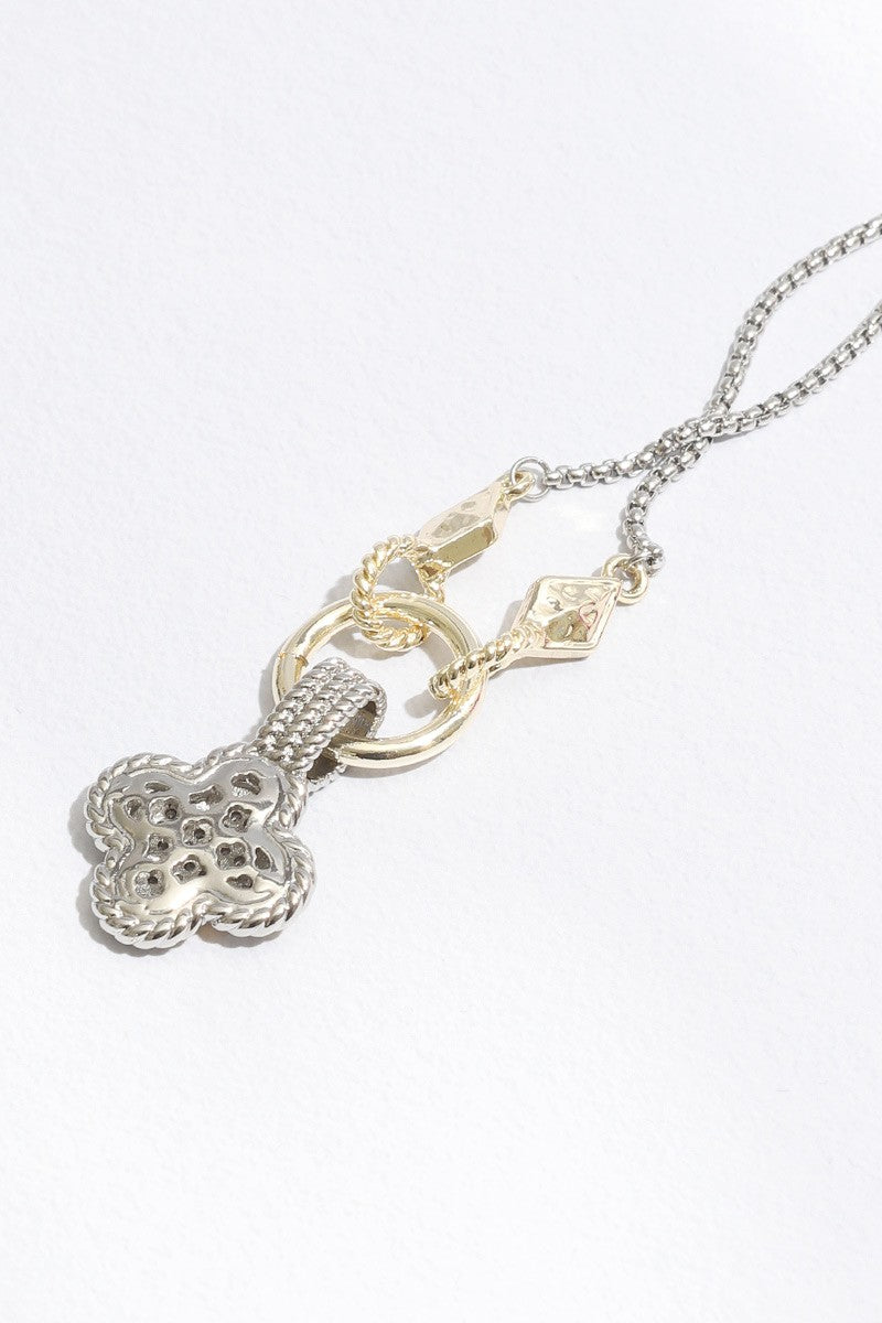 Two-Tone Clover Charm Necklace