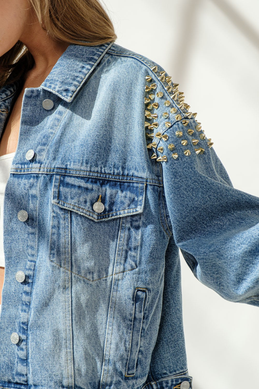 Shoulder Studded Denim Jacket