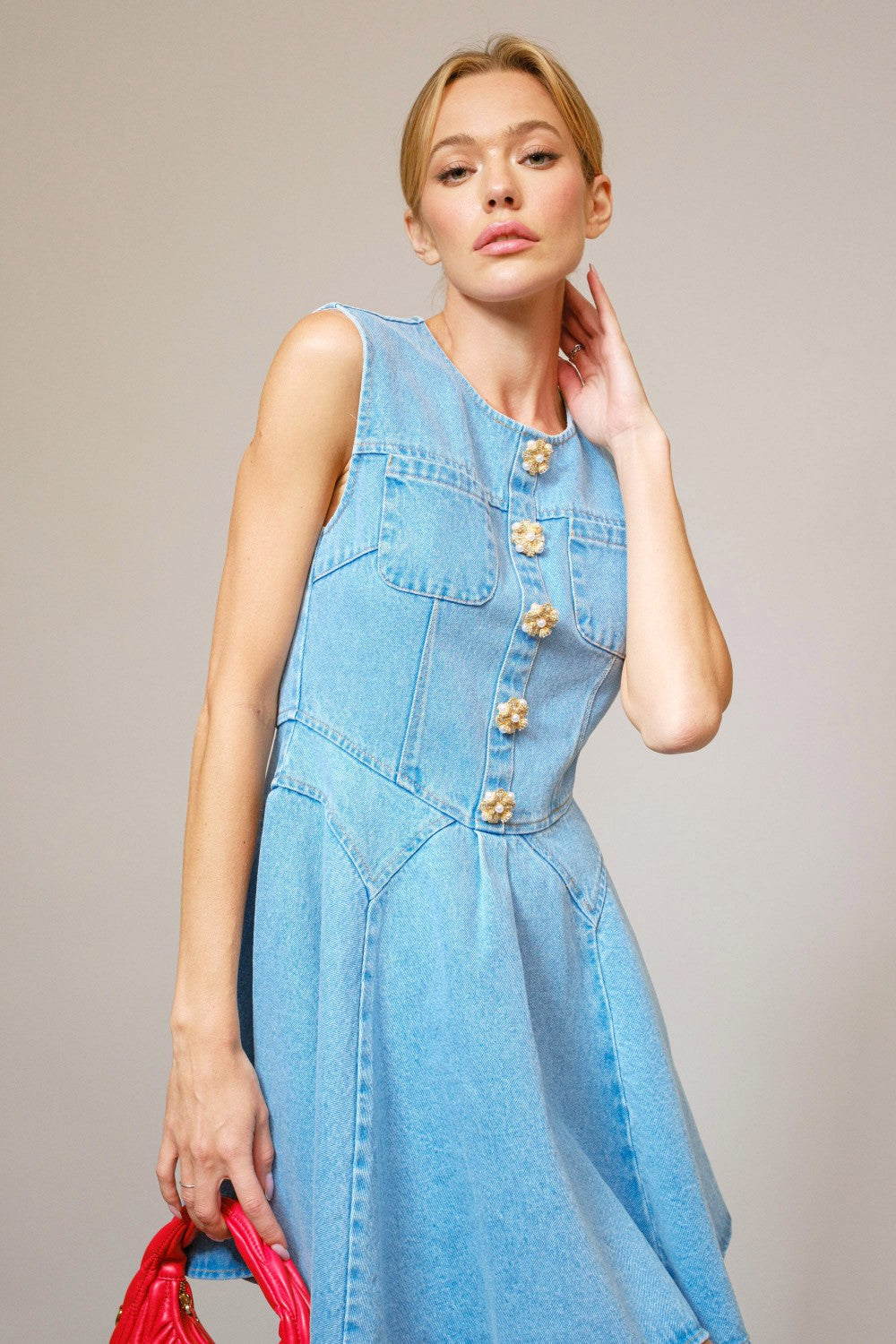 The Marlowe Jeweled Button Dress