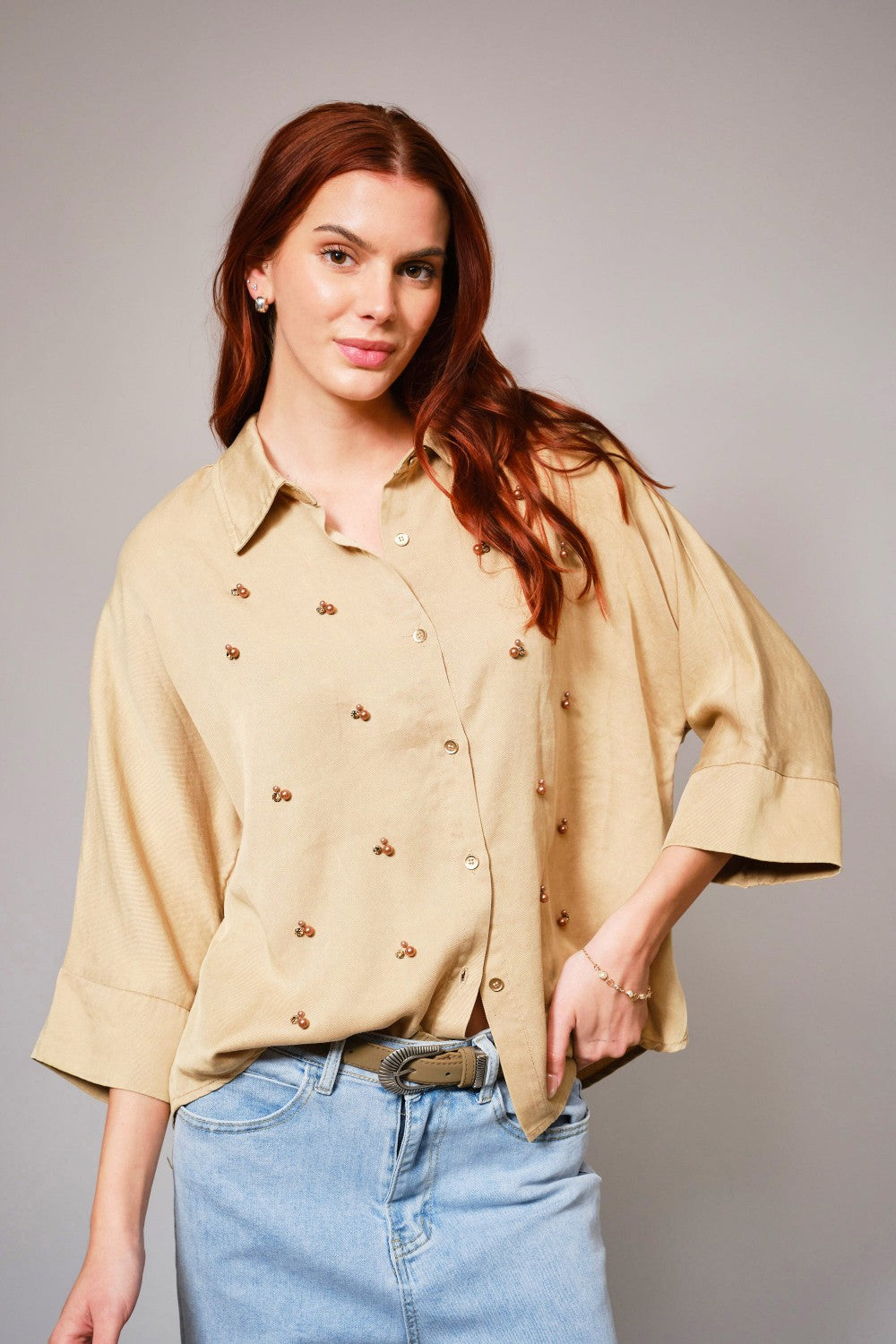 The Livia Pearl Chambray Top