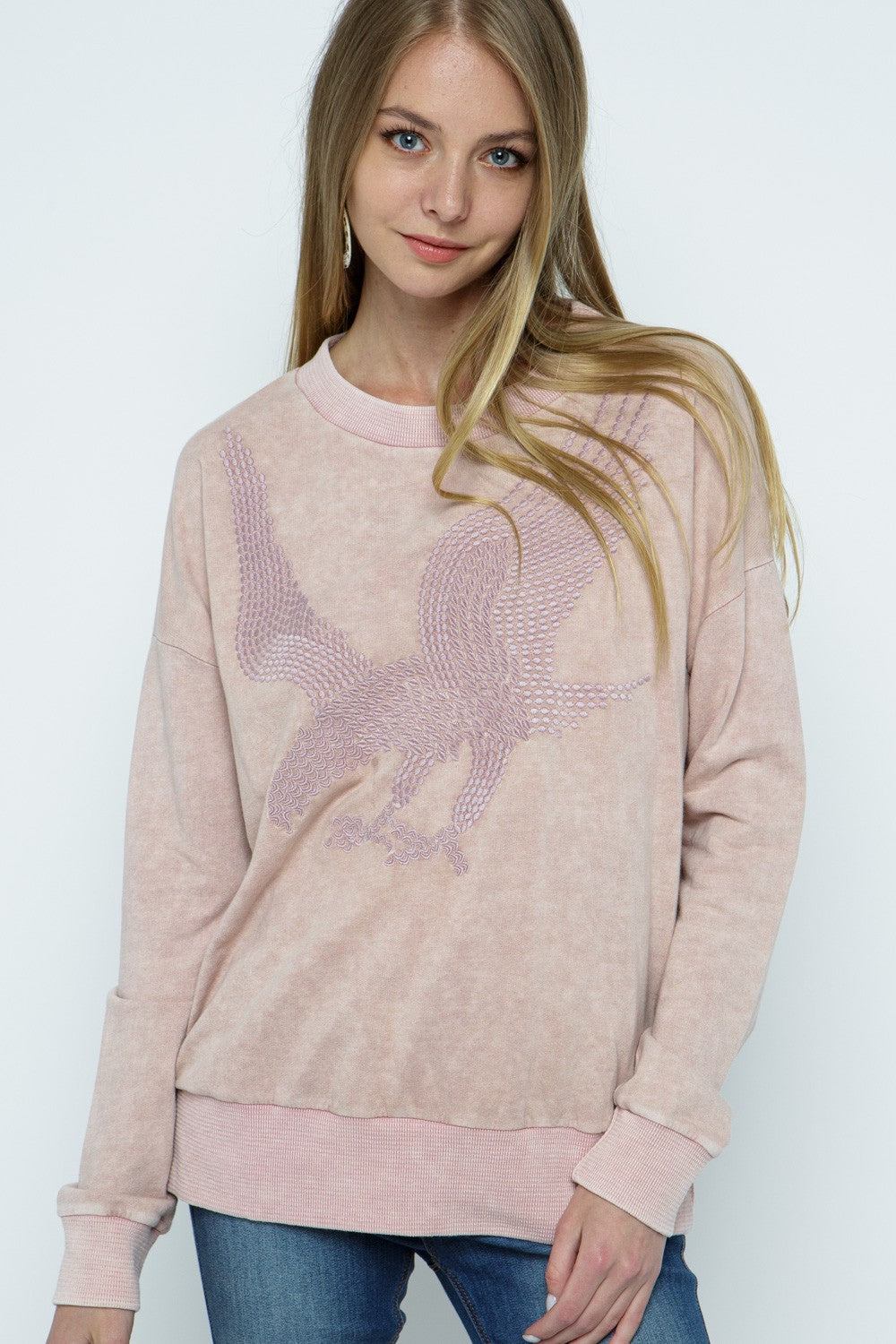Mineral Wash Embroidered Pullover