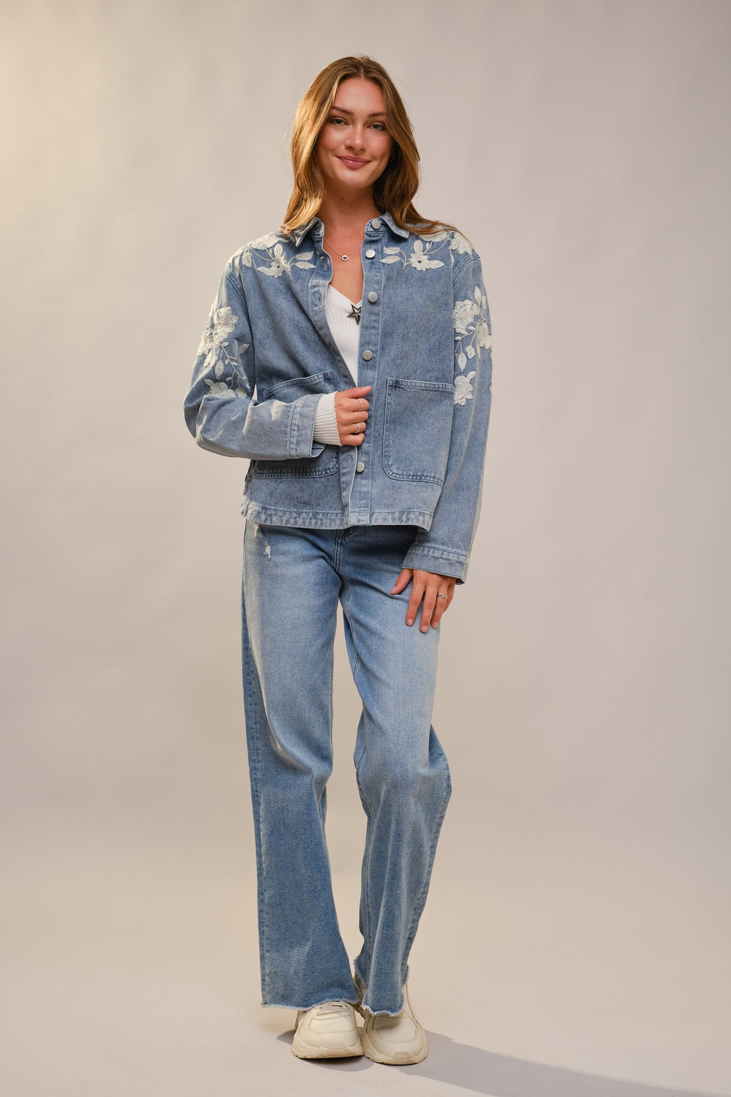Floral Embroidered Denim Jacket