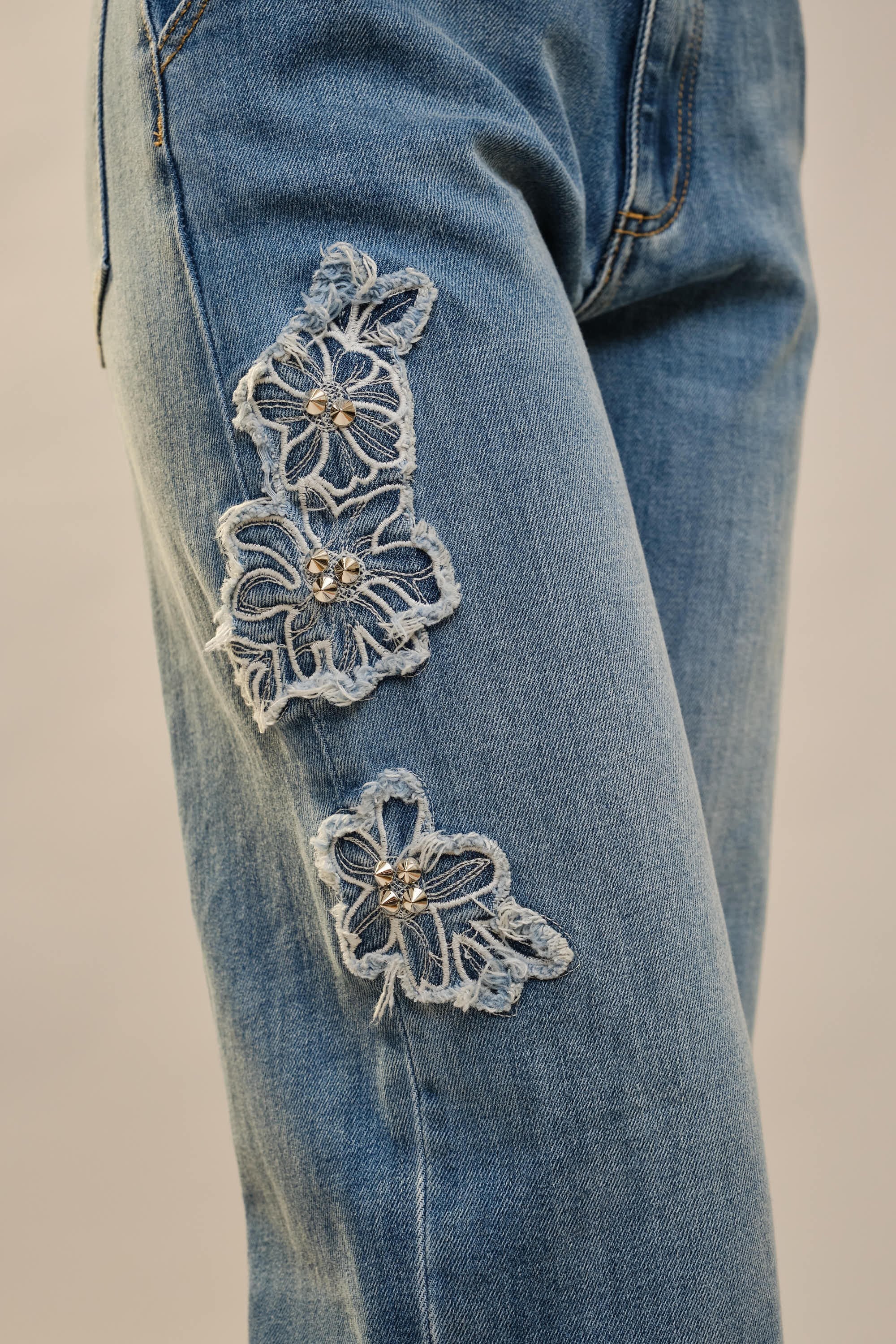 Floral Patches Jeans