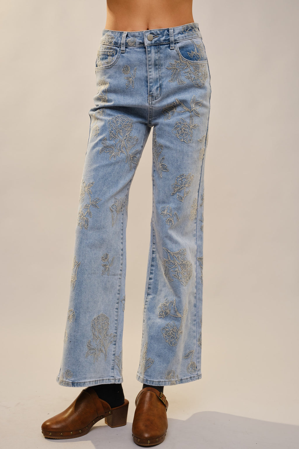 Floral Embroidered Jeans