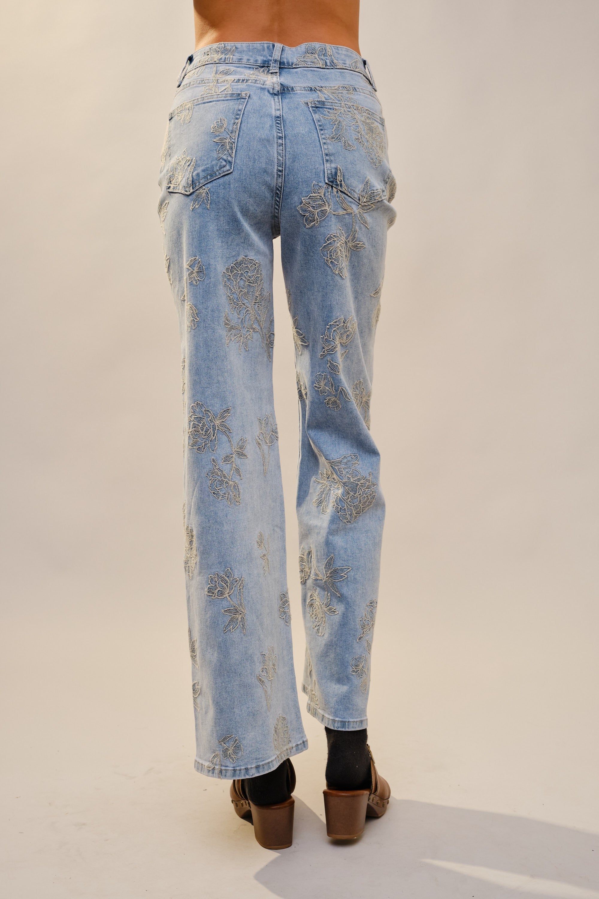 Floral Embroidered Jeans