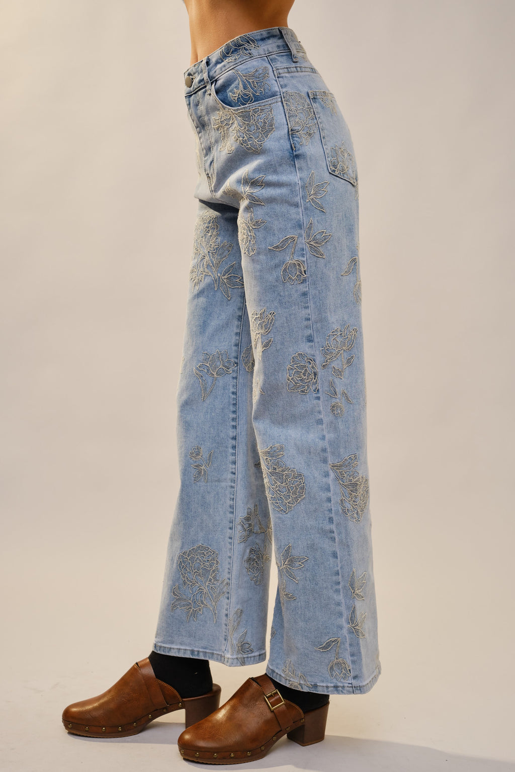 Floral Embroidered Jeans