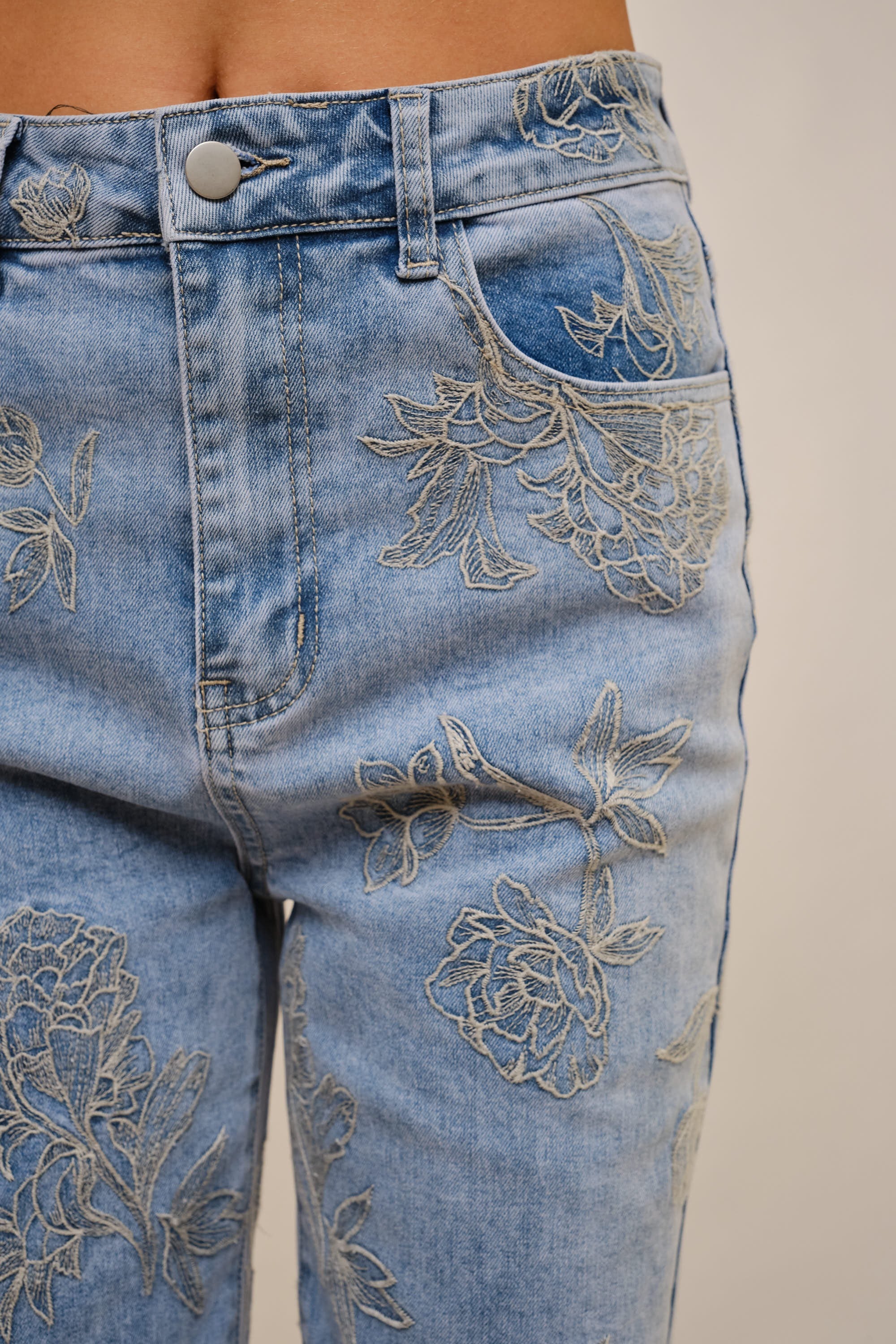 Floral Embroidered Jeans