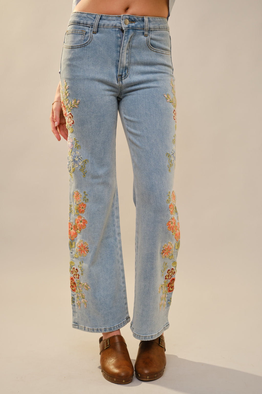 Floral Embroidered Jeans