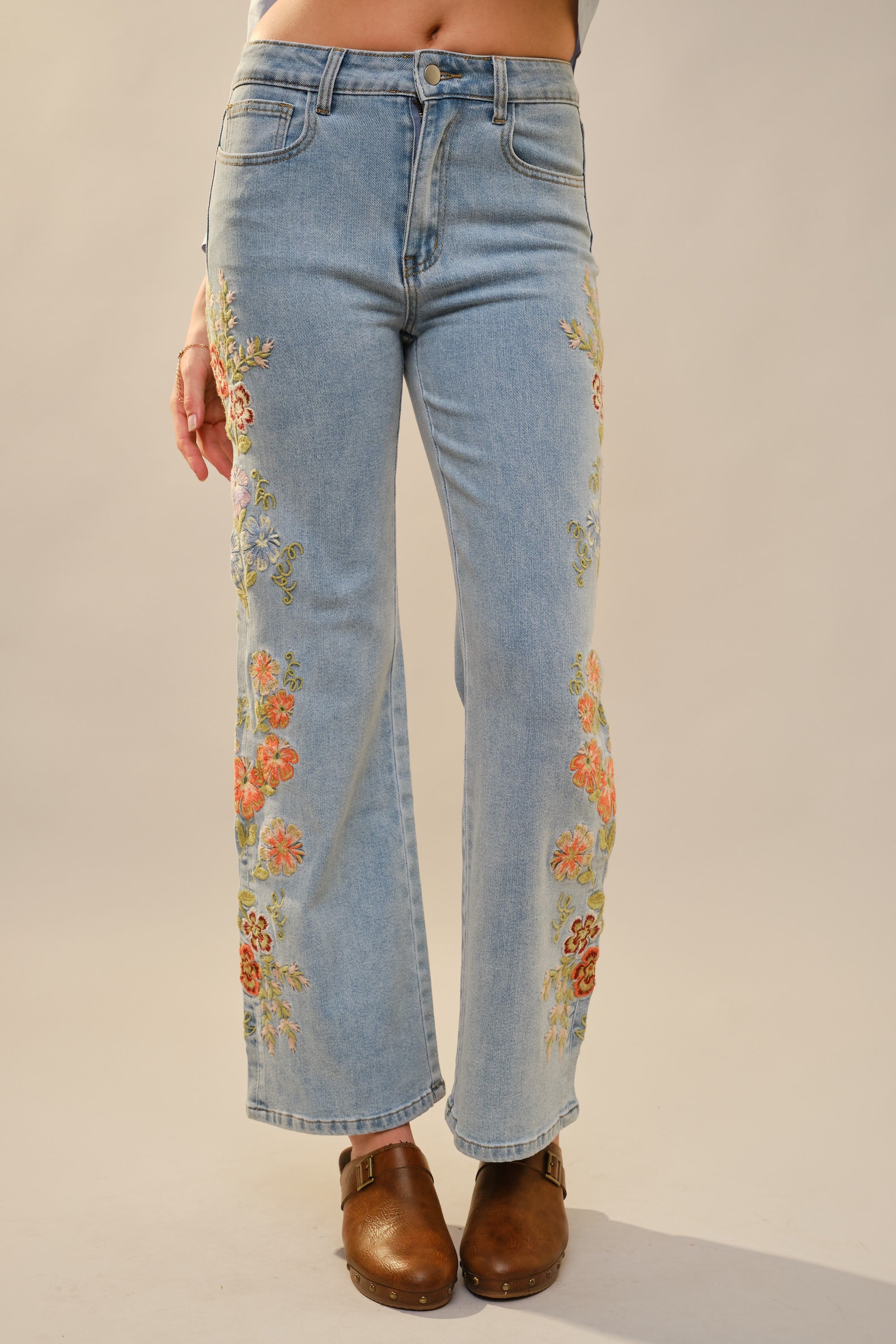 Floral Embroidered Jeans