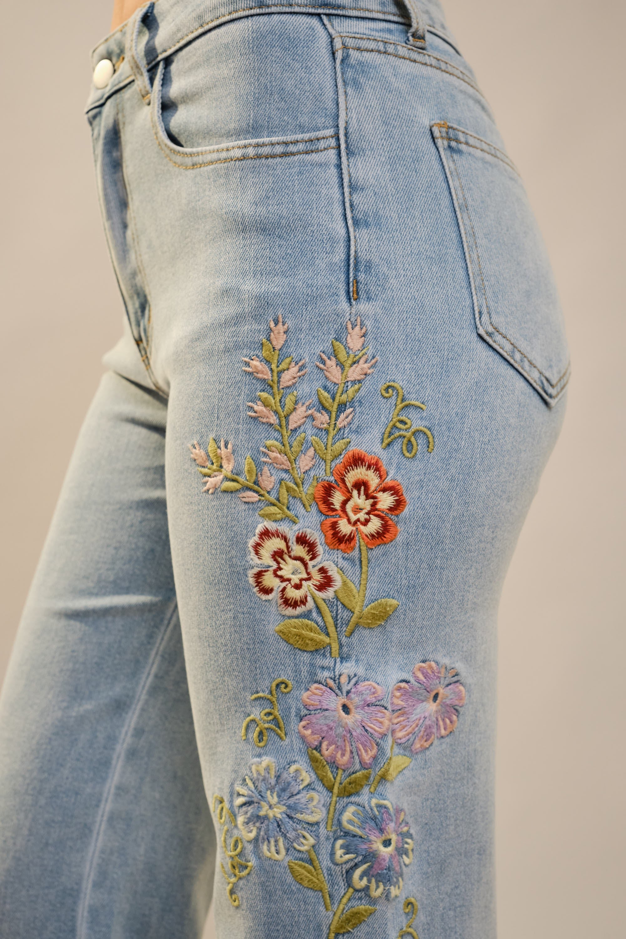 Floral Embroidered Jeans