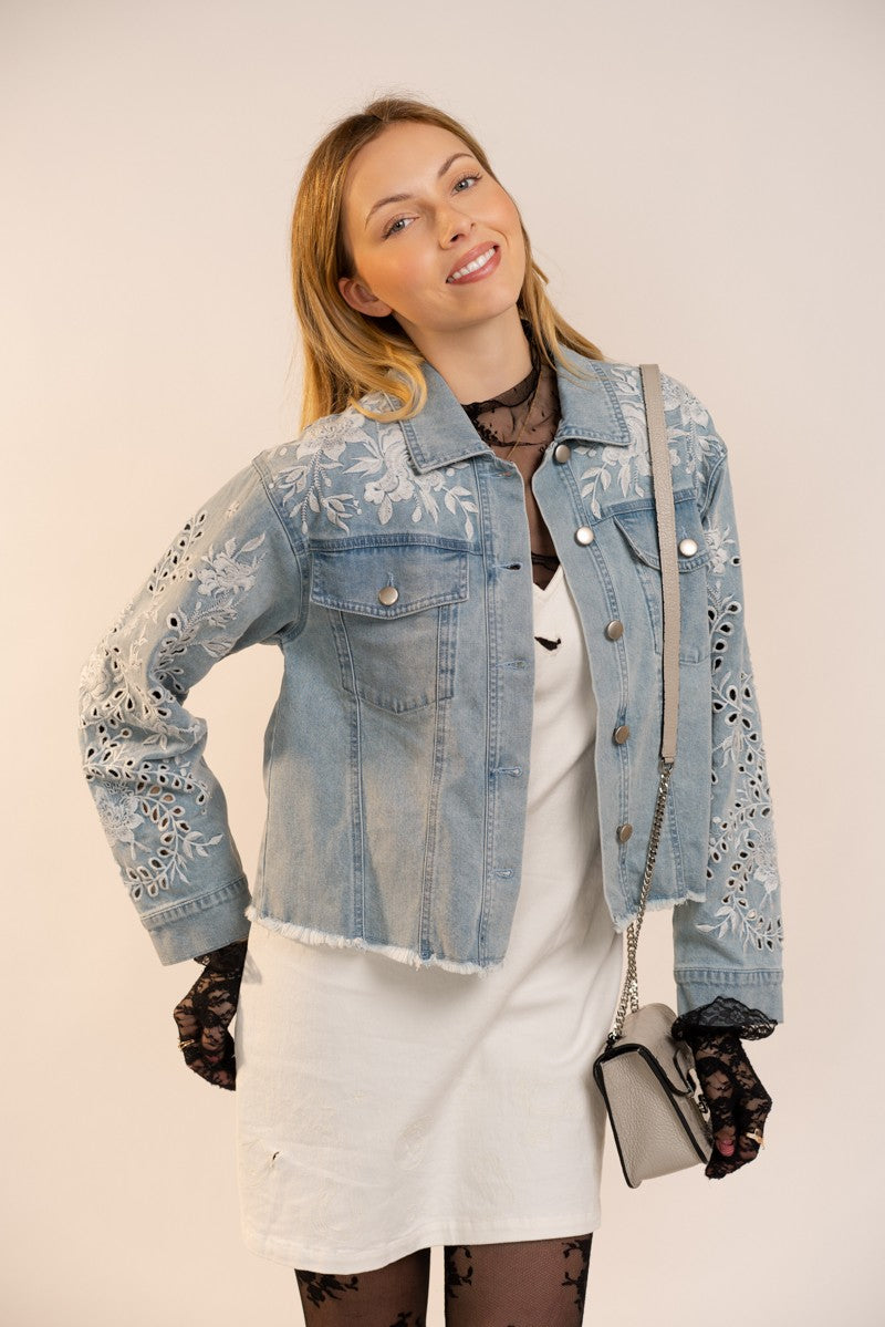 Floral Embroidered Denim Jacket