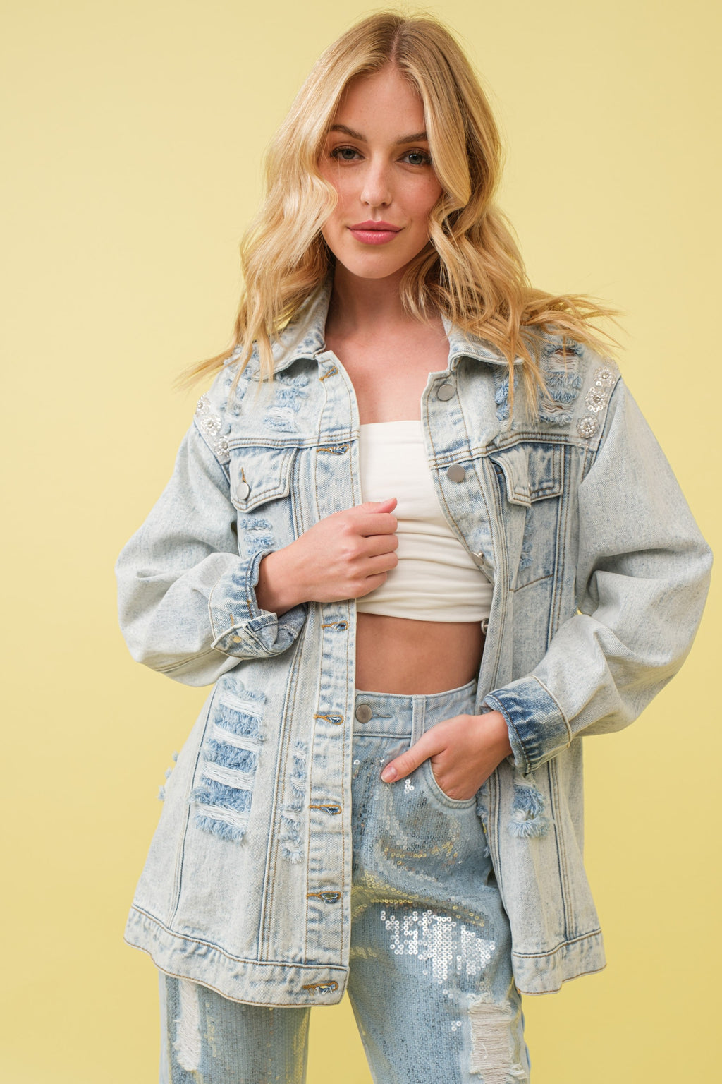 Distressed Oversize Denim Jacket