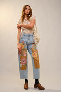 Floral Patch Barrel Jeans