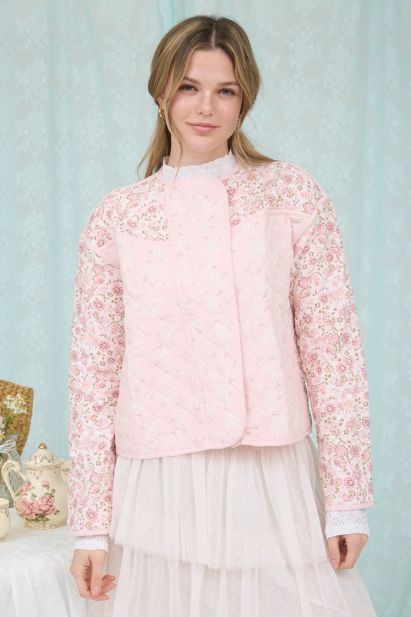Floral Quilted Jacket - Pink