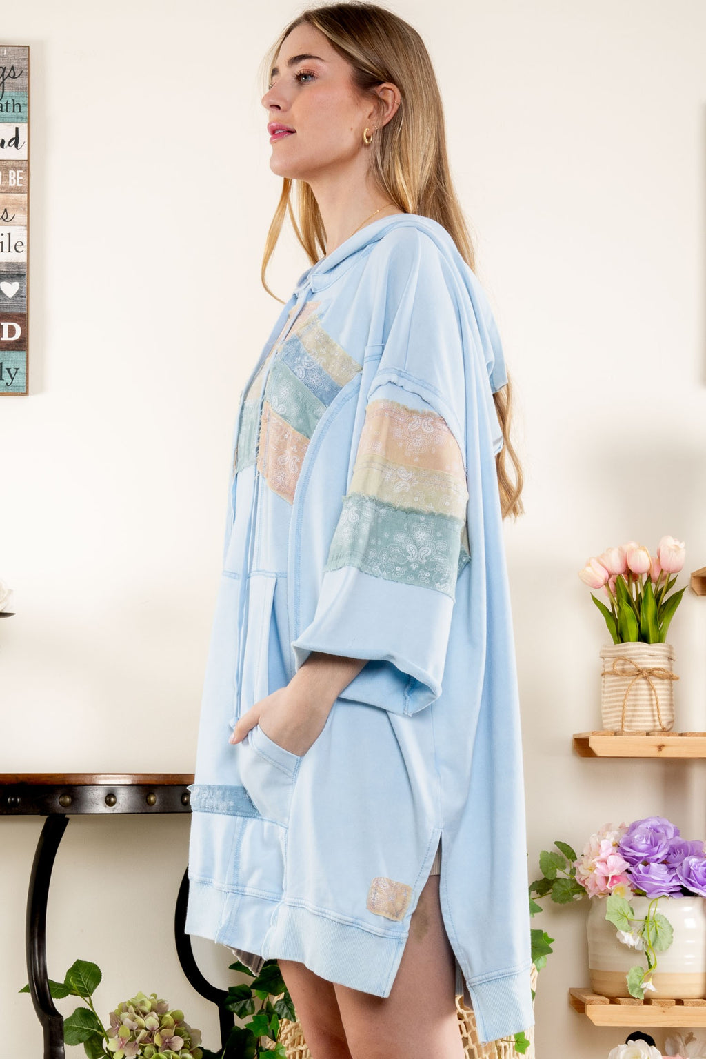 The Haven Patch Hoodie Dress Blue