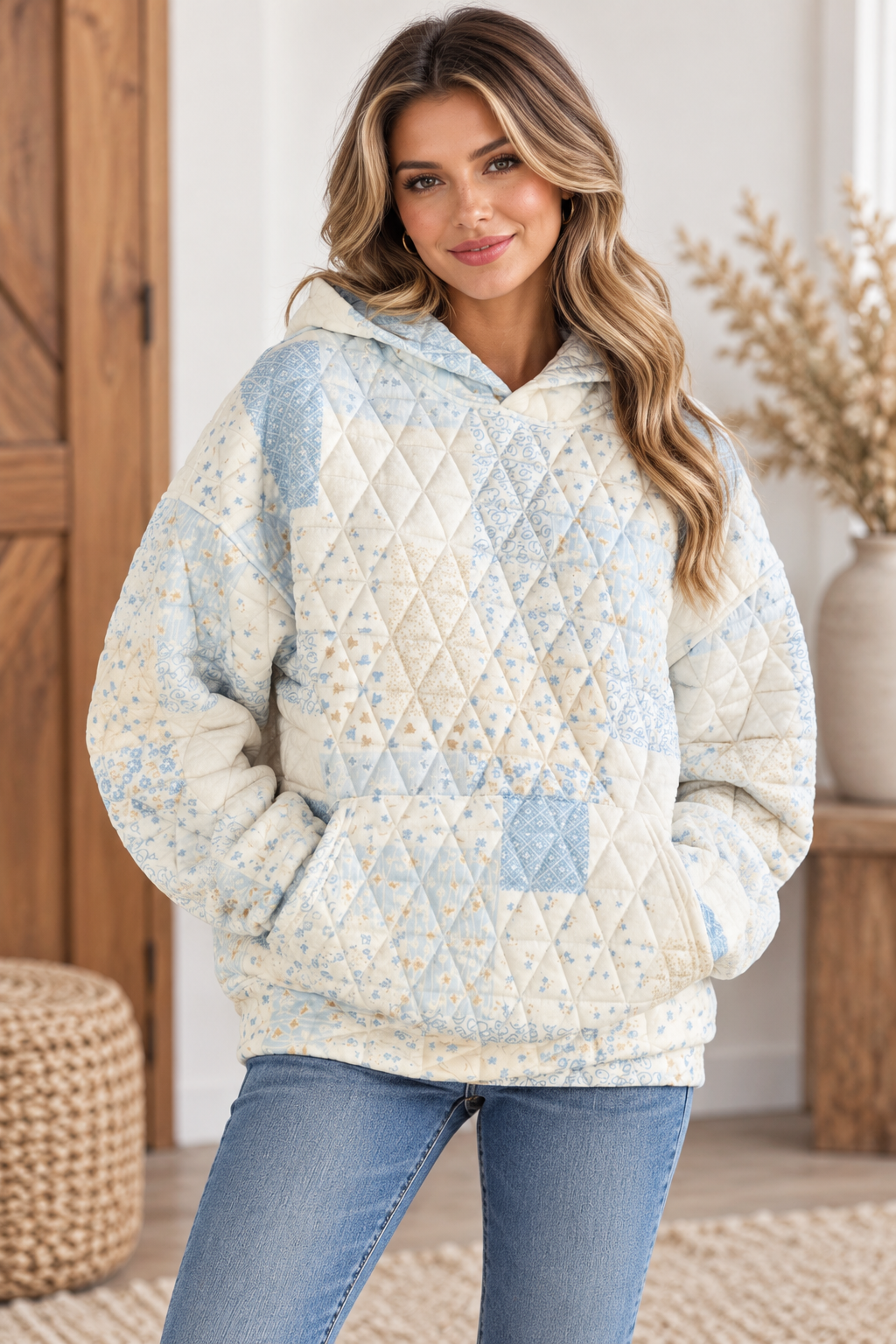 Bluebell Patchwork Quilted Hoodie