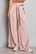 POL Blushing Boho Lace Wide Leg Pants