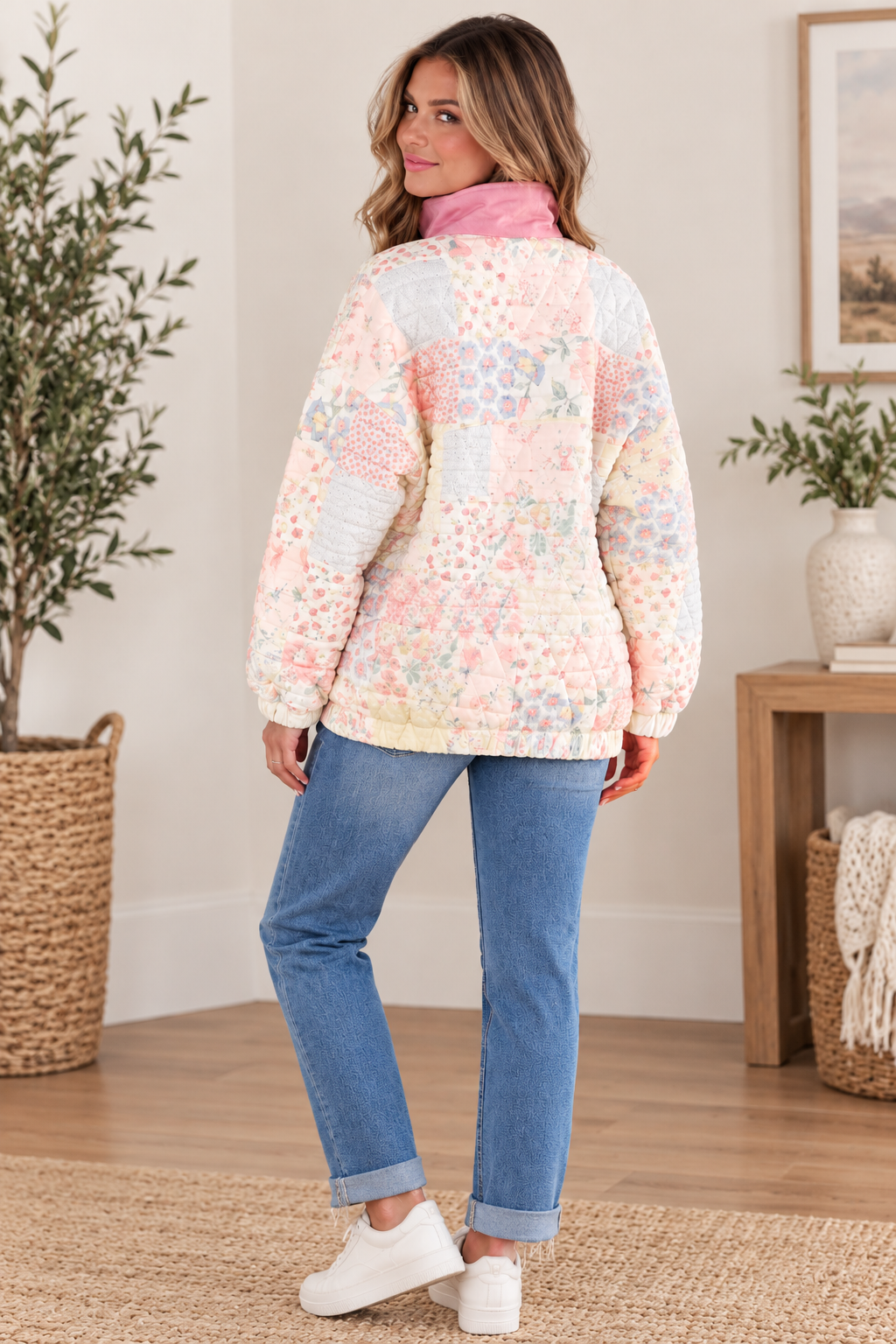 Blushing Meadow Quilted Pullover