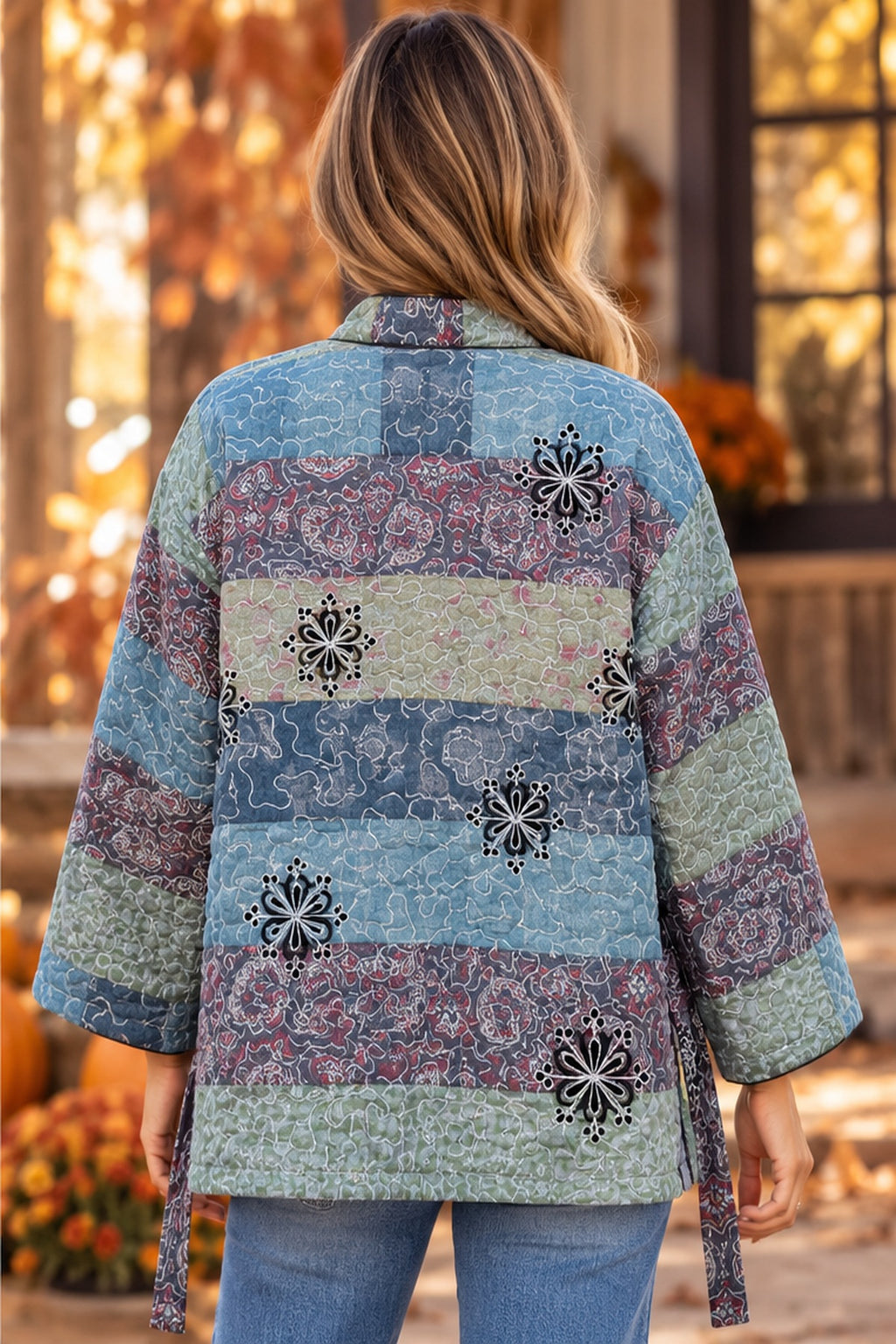 Boho Meadow Quilted Kimono Jacket