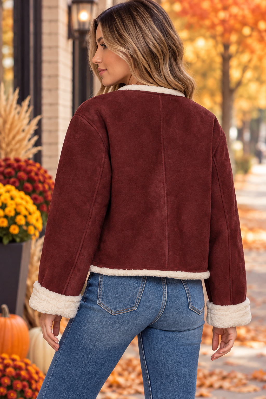 Burgundy Bliss Shearling Jacket