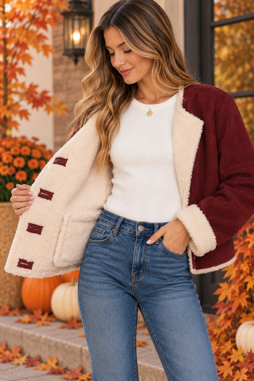 Burgundy Bliss Shearling Jacket