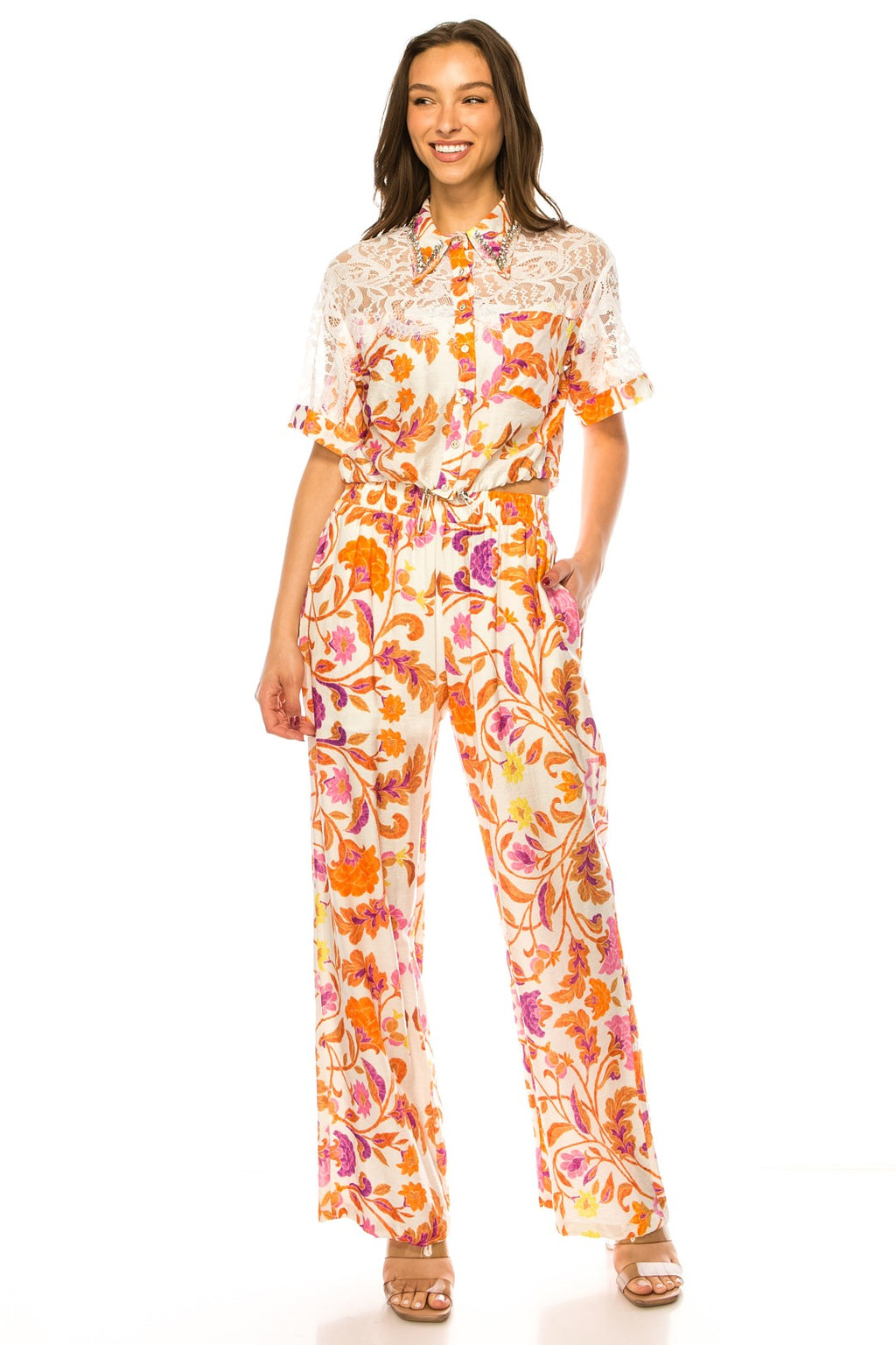 The Blossom Linen Set - Orange