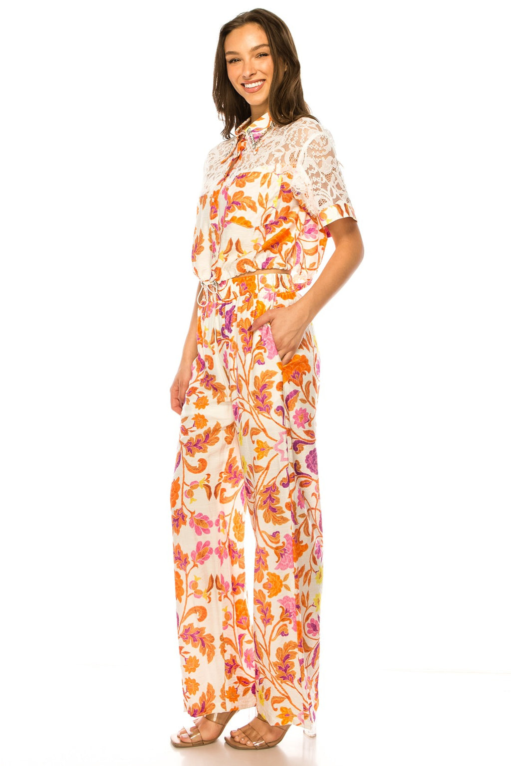 The Blossom Linen Set - Orange
