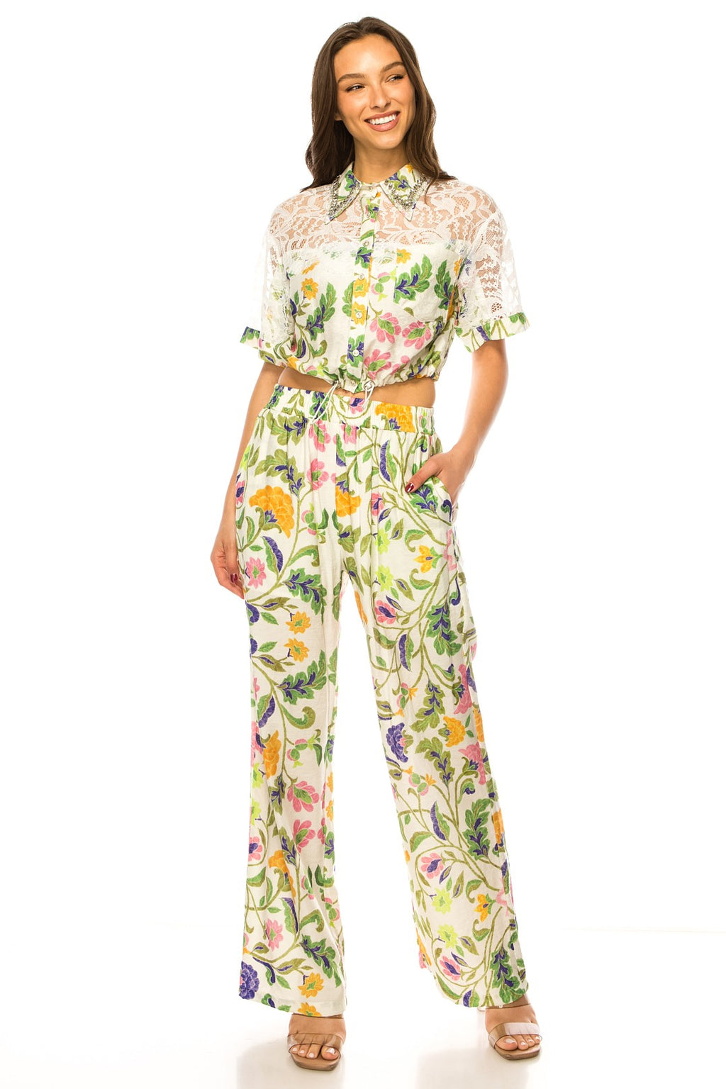The Blossom Linen Set - Green