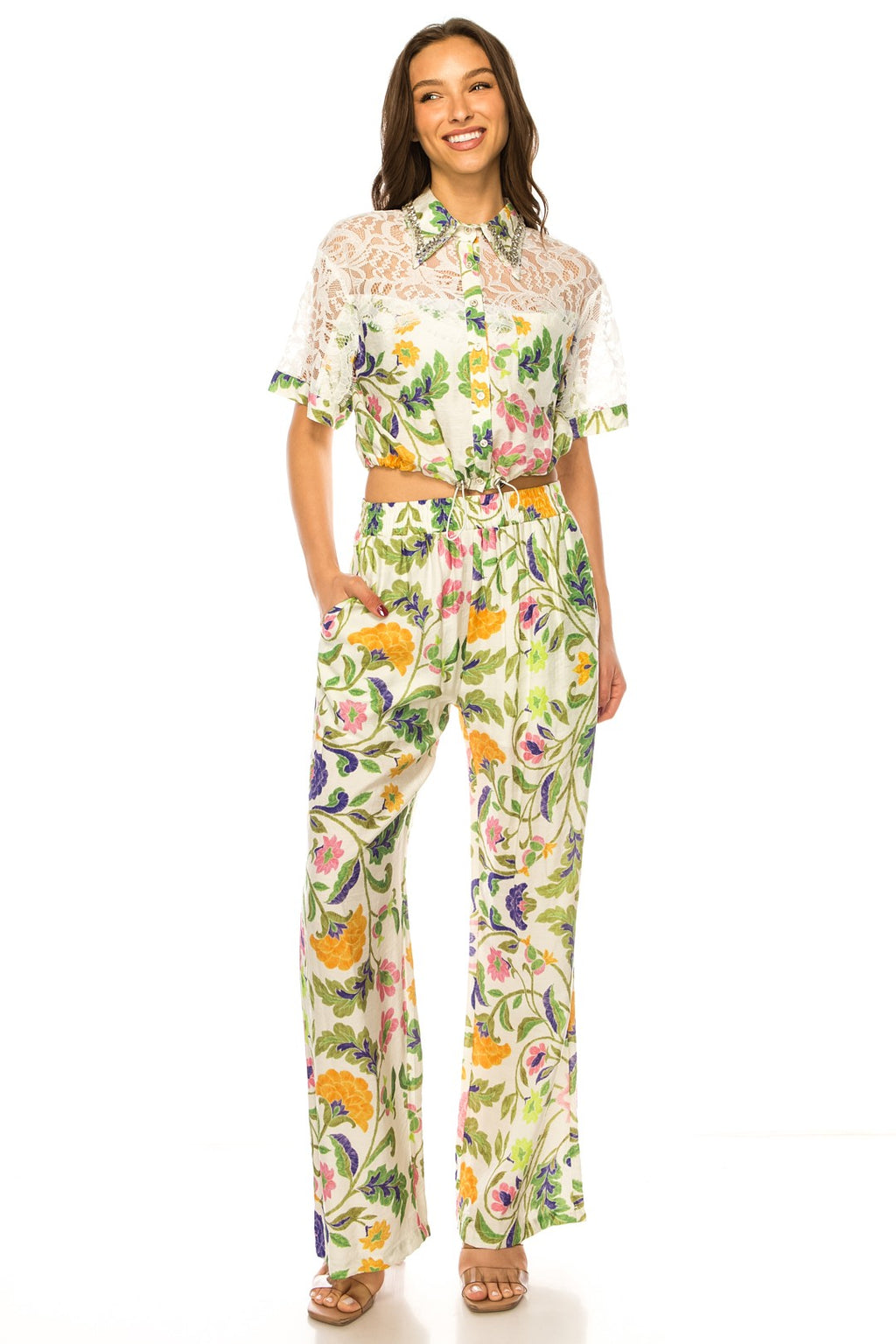 The Blossom Linen Set - Green