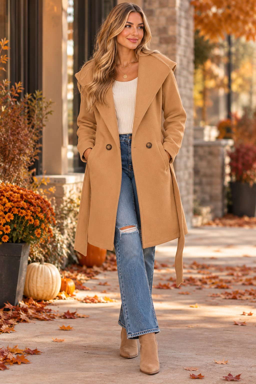 Camel Cozy Belted Coat
