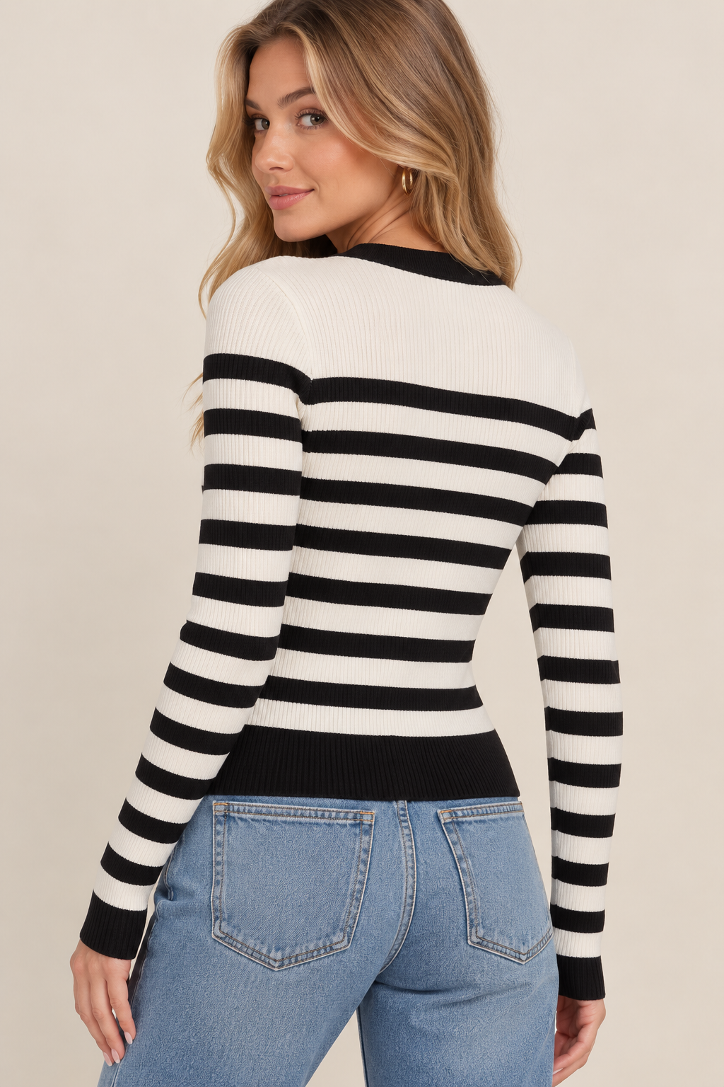 Classic Noir Stripe Cardigan
