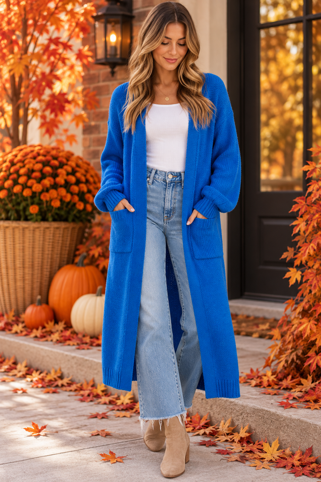 Cobalt Cozy Knit Duster