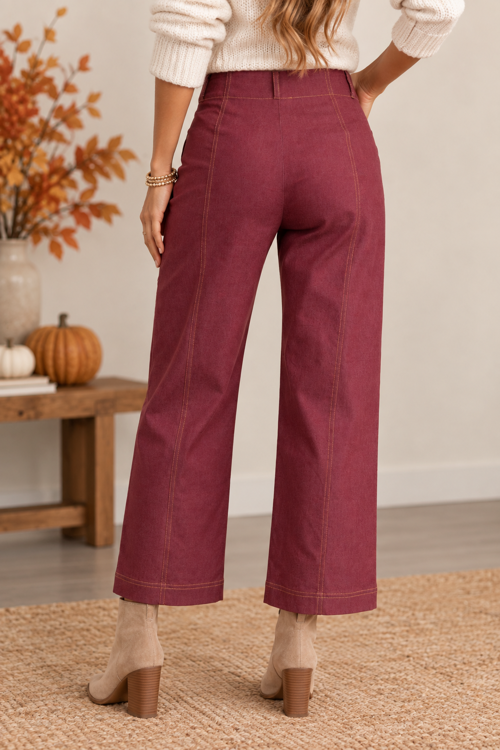 Cranberry Harvest Wide Leg Pants